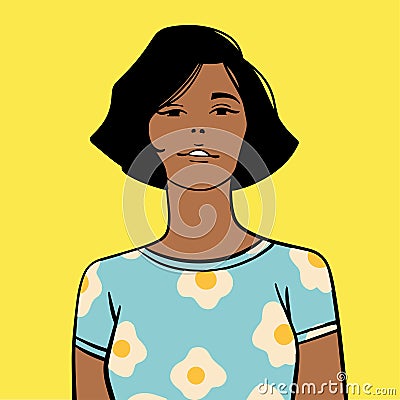 Portrait of Teenage girl, women. Cute characters in flat style Vector Illustration